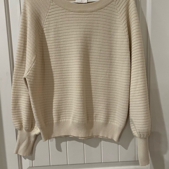 Allie Rose Cream Ribbed Women's Sweater - Picture 1 of 3